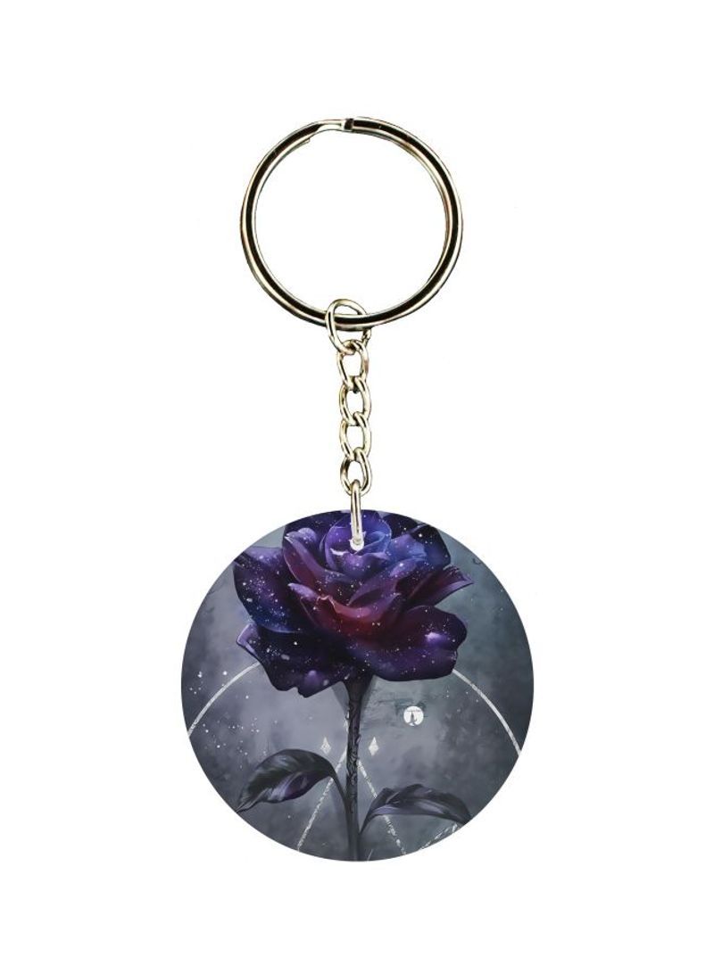 Double Sided Rose Printed Keychain