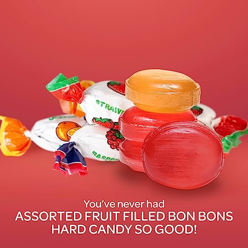 FUNTASTY Fruit Filled Hard Candy  2 Pound Bulk Pack About 150 Count  Assorted Flavors Bon Bons  Cherry Orange Strawberry Raspberry - Image 5