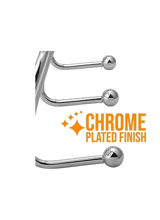 6 Double Hooks, Over The Door Hanger Silver