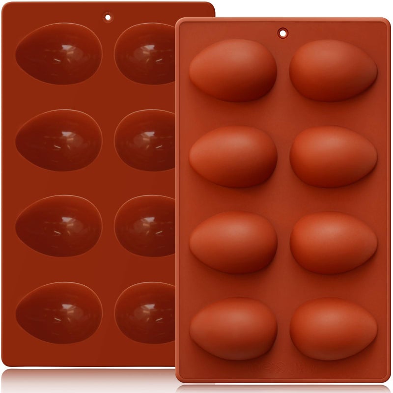 HKNMTT Silicone Egg Molds Easter 2PCS, 2.4" Food Grade 3D Moulds for Vegan Deviled Eggs Peanut Filling 3D Chocolate Candy Jello Pudding Soap Gift, Oven Safe Baking Cake Kit - Image 1