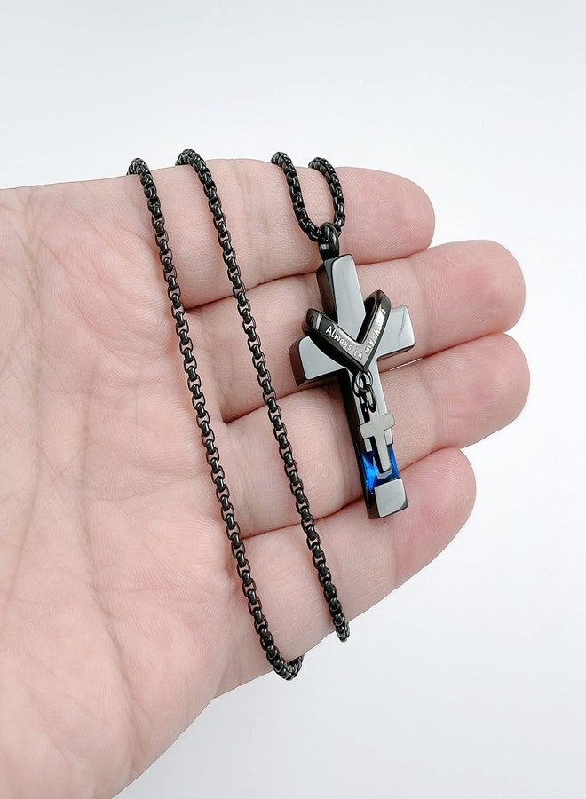 يوفينغ قلادات يوفينغ لحفظ رماد الموتى، مزينة بأحجار بخت شهر سبتمبر، قلادة صليب لحفظ الرماد، جرار لحفظ رماد الموتى، مجوهرات تذكارية - Image 4