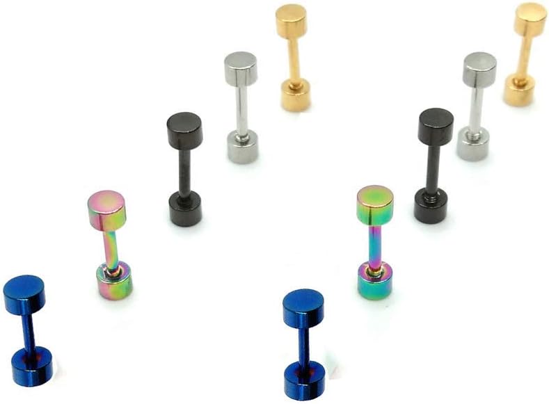 EACHLP Dot Earrings, High Polished Surgical Steel Screw Flat Back Disc Stud Earrings for Women Men Pack of 5 Pairs(3MM/4MM/5MM/6MM/8MM Option) - Image 2