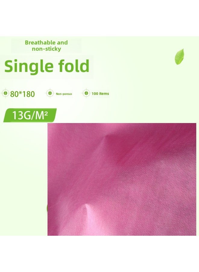 Disposable Bed Sheet Special For Beauty Salon Thickened Non-waterproof And Oil-proof Massage Bed Without Hole Non-woven Fabric Breathable 100-Color:Pink 13G 100 80*180cm  - Image 1