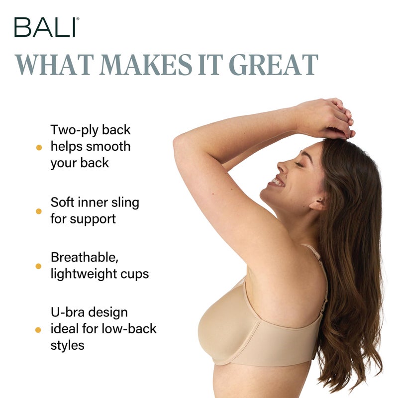 Bali Women's One Smooth U Ultra Light Illusion Neckline Underwire Bra, Nude,34D - Image 2