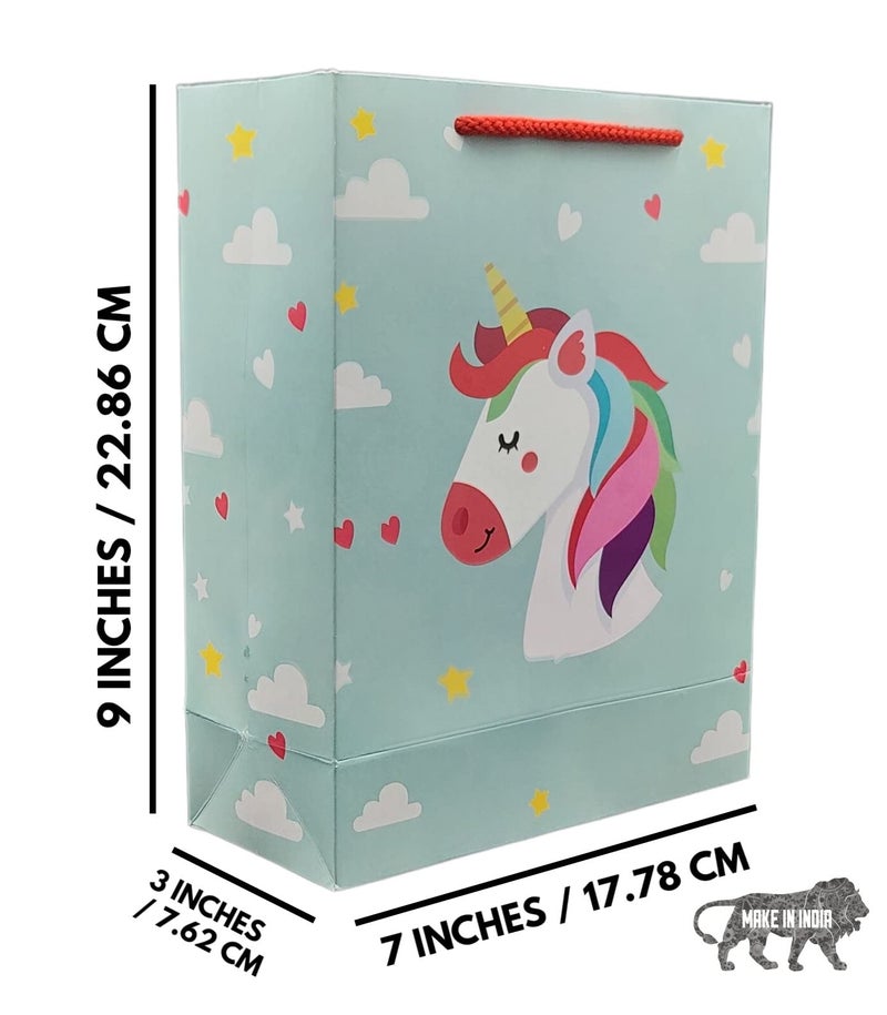 Arrow Paper Products Rainbow Unicorn Printed Gift Bags For Gifting | Weddings | Birthday | Holiday Presents (Size 9 X 7 X 3 Inch | Pack Of 10), Multicolor - Image 5