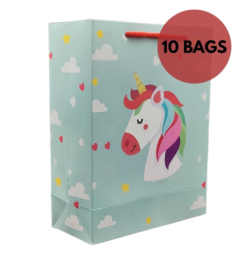 Arrow Paper Products Rainbow Unicorn Printed Gift Bags For Gifting | Weddings | Birthday | Holiday Presents (Size 9 X 7 X 3 Inch | Pack Of 10), Multicolor - Image 2