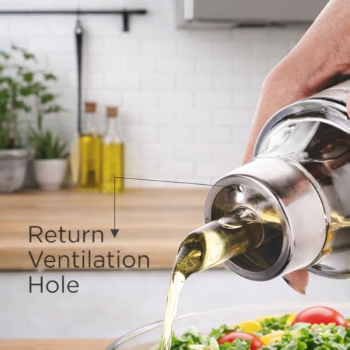 Aquasleri Steel Oil Dispenser Container 1 litre Oil Bottle Oil can Iul Pot 1000 ml Set Of 2 - Image 4
