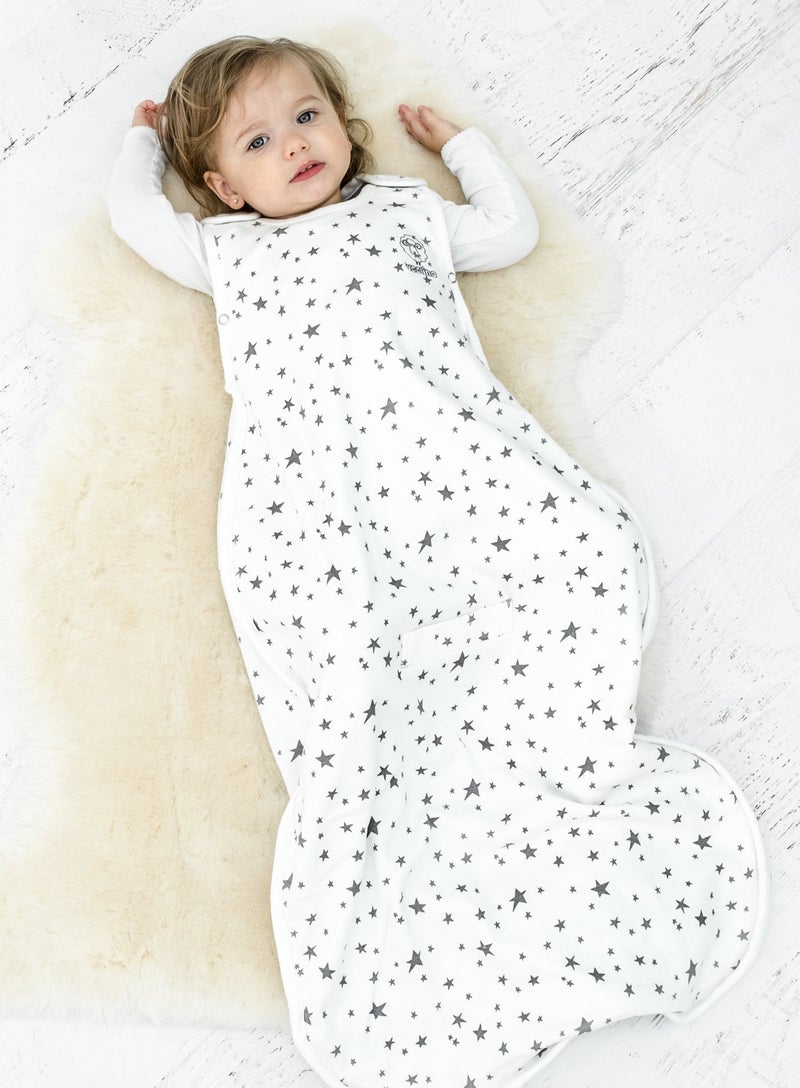 وولينو 4 Season Ultimate Baby Sleeping Bag - Merino Wool and Organic Cotton - Universal Size Adjustable Sleep Sack for Baby - Two-Way Zipper Sleeping Bag (2-24 Months) - Stars White - Image 3