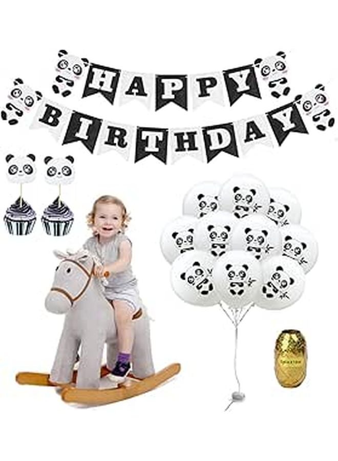 Black Birthday Party Decorations Set with Banner Balloons and Wall Decor 18pcs - Image 1