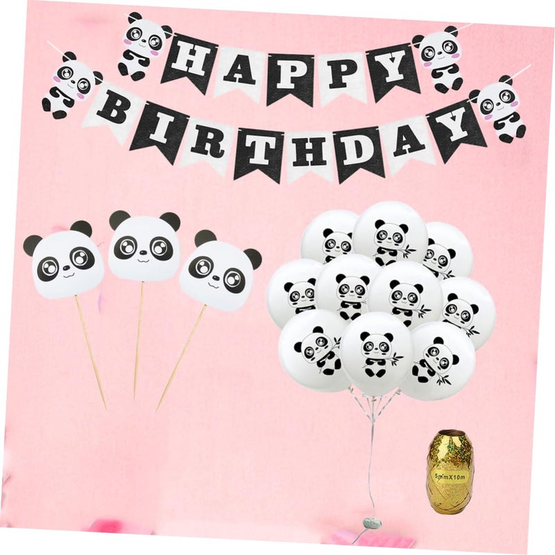 Black Birthday Party Decorations Set with Banner Balloons and Wall Decor 18pcs - Image 5