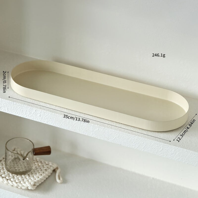 White Pigeon Feather Small Dual Color Cosmetic Tray Organizer Matte Metal Vanity Tray For Perfumes Rings Skincare Modern Bathroom Countertop Decor - Image 5
