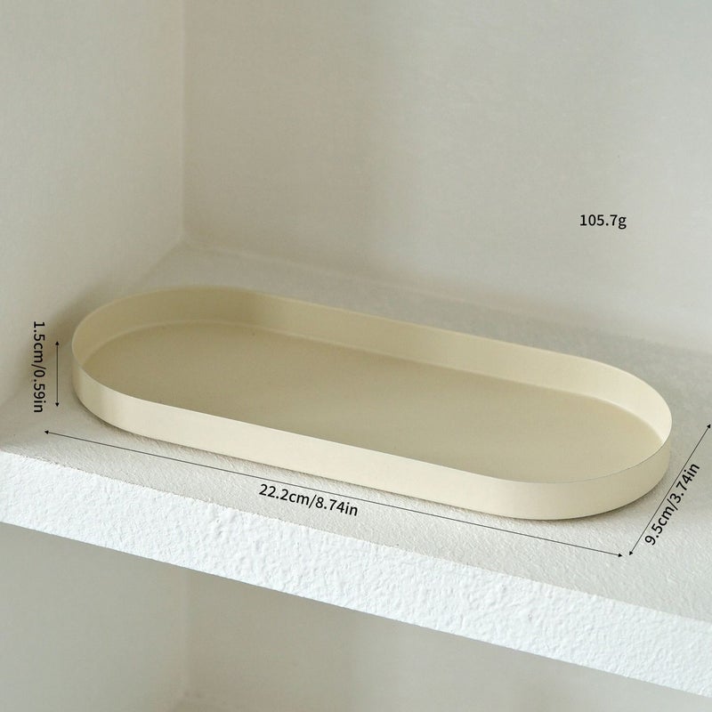 White Pigeon Feather Small Dual Color Cosmetic Tray Organizer Matte Metal Vanity Tray For Perfumes Rings Skincare Modern Bathroom Countertop Decor - Image 3