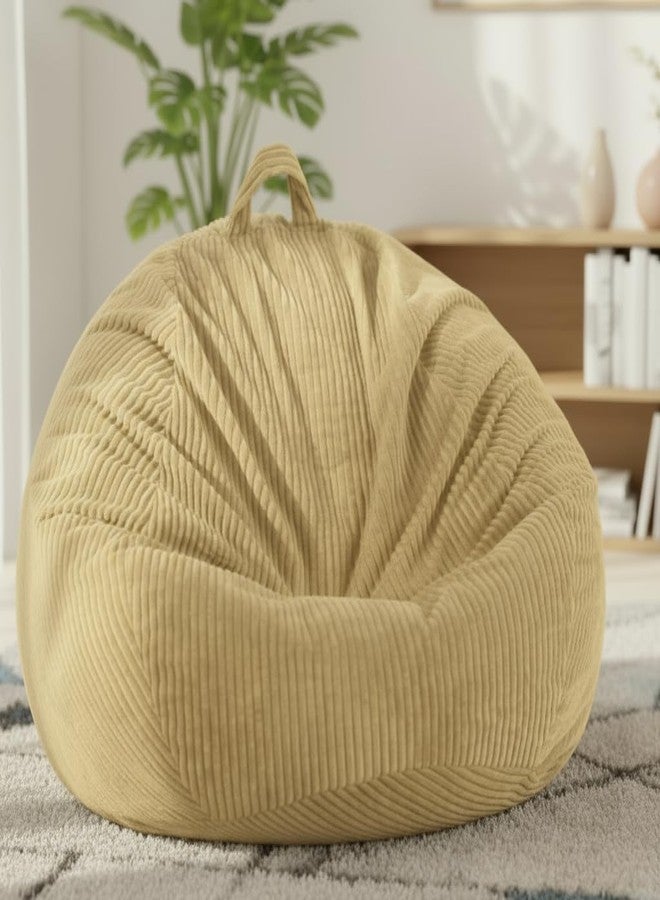 ZhenLives Stuffed Animal Storage Bean Bag Chair Cover (No Filler), Large Toy Storage Organizer & Comfy Kids Sofa Chair for Playroom, Teens Adults Toddler,Corduroy (Khaki, Cover Only) - Image 1