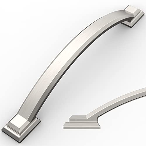 Amerdeco 10 Pack Brushed Satin Nickel Cabinet Pulls 5 Inch(128mm) Hole Centers, Handles for Kitchen Cabinet Hardware, Arch Cabinet Handles for Bathroom Dresser Drawer Handles ZH0016… - Image 1