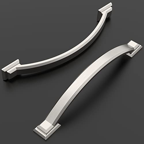Amerdeco 10 Pack Brushed Satin Nickel Cabinet Pulls 5 Inch(128mm) Hole Centers, Handles for Kitchen Cabinet Hardware, Arch Cabinet Handles for Bathroom Dresser Drawer Handles ZH0016… - Image 2