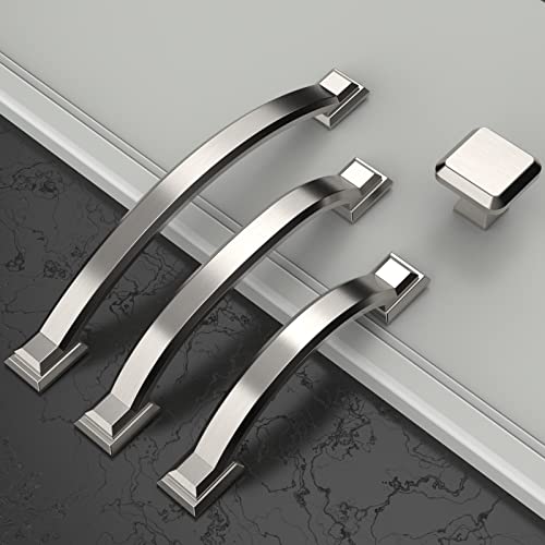 Amerdeco 10 Pack Brushed Satin Nickel Cabinet Pulls 5 Inch(128mm) Hole Centers, Handles for Kitchen Cabinet Hardware, Arch Cabinet Handles for Bathroom Dresser Drawer Handles ZH0016… - Image 3