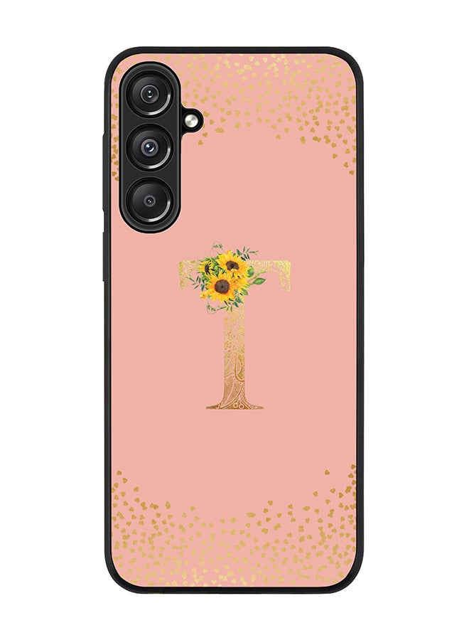 Stylizedd For Samsung Galaxy A16 / A16 5G Case,Slim fit Camera Protection, Shockproof Thin Phone cover - Custom Floral Monogram - T (Rose Pink ) - Image 1