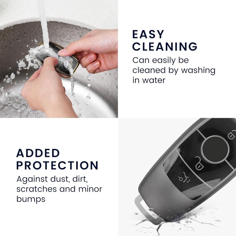 kwmobile Remote Case for Mercedes Benz Smart Key - Matte Black/Black - Image 5