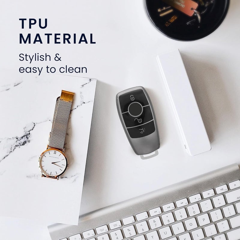 kwmobile Remote Case for Mercedes Benz Smart Key - Matte Black/Black - Image 4