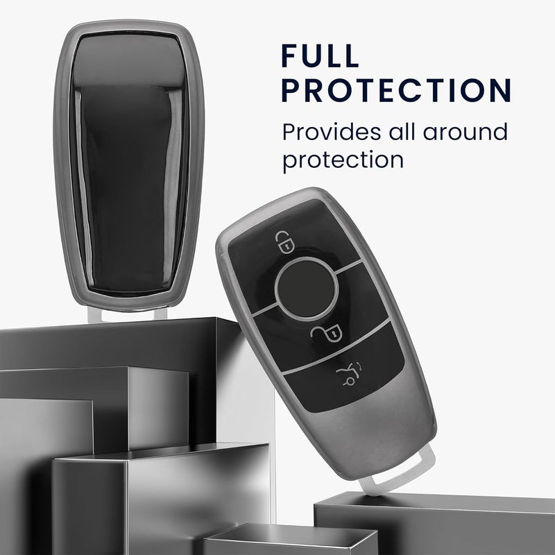kwmobile Remote Case for Mercedes Benz Smart Key - Matte Black/Black - Image 2