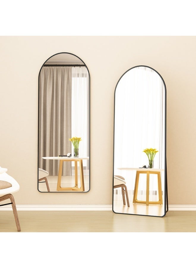 general Full Length Mirror 155x45cm Arched Aluminum Alloy - Large Standing Dressing Mirror with Stand, Wall Mounted Hanging Leaning for Bedroom Living Room Locker Room Black - Image 2
