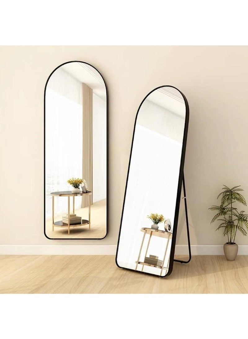 general Full Length Mirror 155x45cm Arched Aluminum Alloy - Large Standing Dressing Mirror with Stand, Wall Mounted Hanging Leaning for Bedroom Living Room Locker Room Black - Image 3