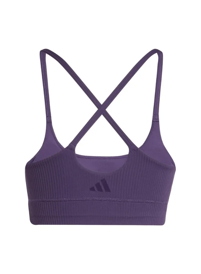 Adidas Adidas All Me Rib Ls Purple Workout Bra - Light Support Bra For Women