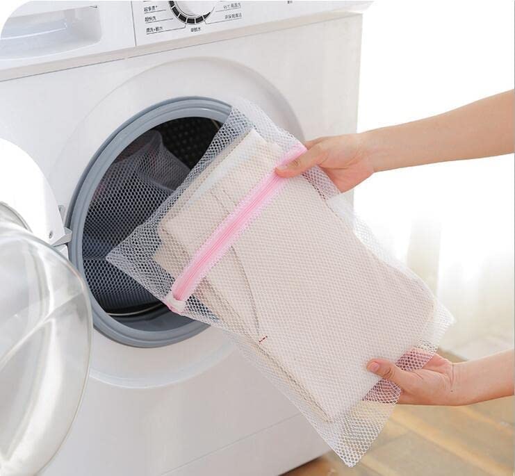 Nirvik Mesh Rectangle Laundry Clothing Washing Machine Bags Pouch for Delicates with Zipper Foldable Travel Storage Organize Bag for Bra Socks Tshirt and Underwear Lingerie Bag Set of 3 - Image 3