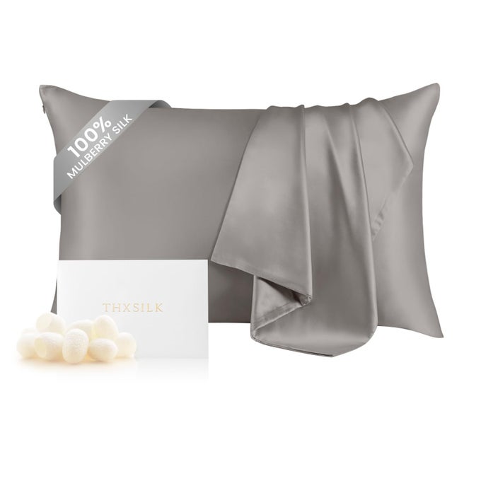 100 NATURAL MULBERRY SILK PILLOWCASE FOR HAIR AND SKIN GRADE 6A PILLOWCASE WITH HIDDEN ZIPPER SOFT BREATHABLE SMOOTH BOTH SIDED SILK PILLOW COVERSTANDARD 20X26INCH GREY