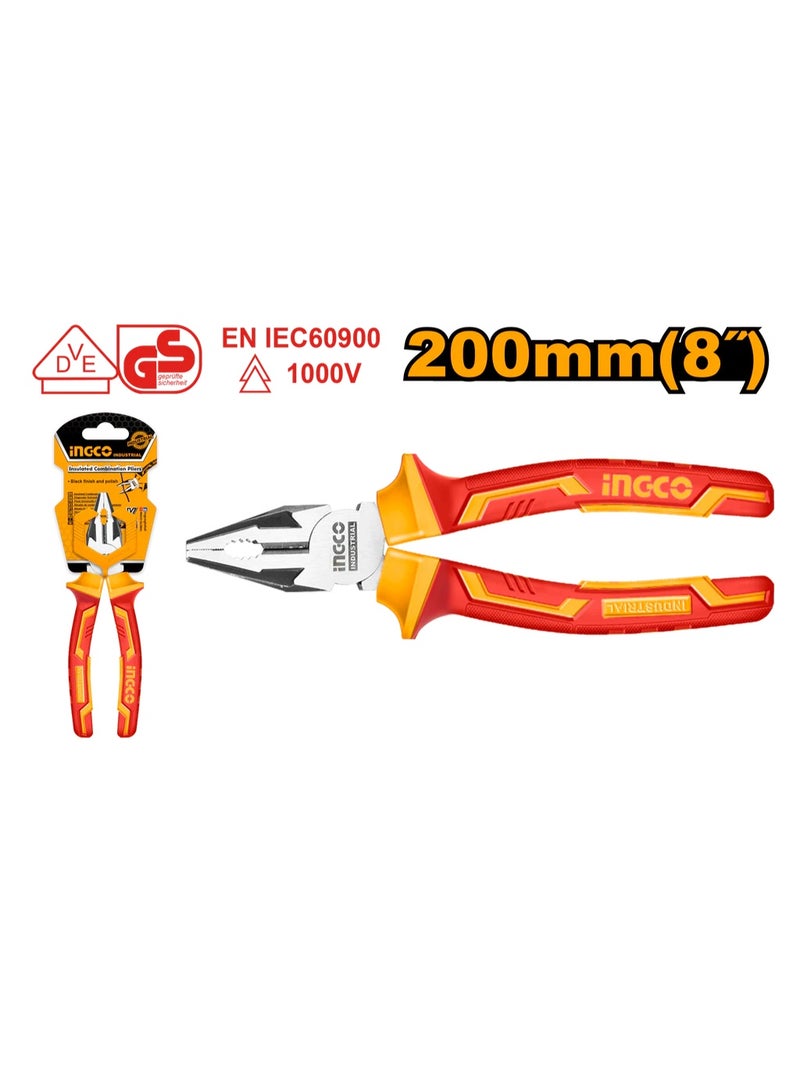INGCO High-Performance Insulated Combination Pliers – VDE Certified, 200 mm (08")