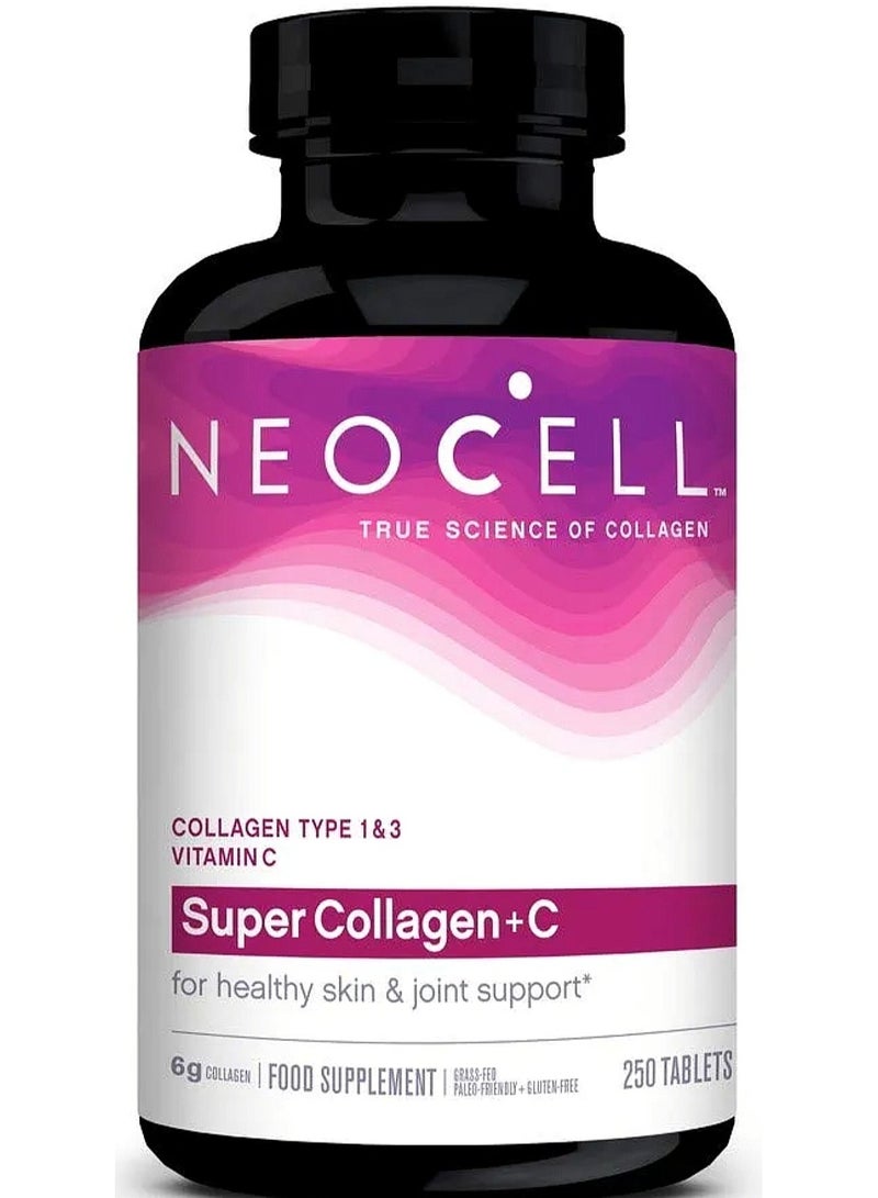 NEOCELL Super Collagen Type 1 And 3 Plus Vitamin C Tablets - 250 Count - Image 1