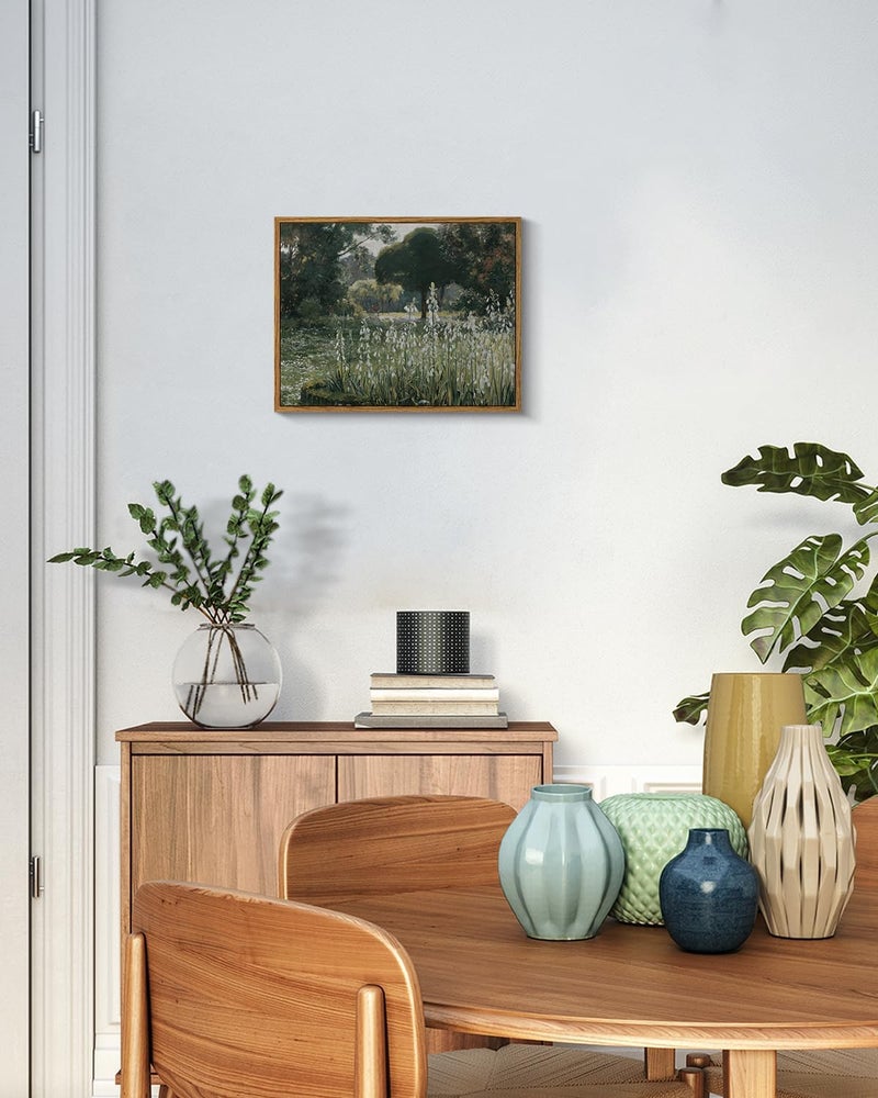 Reinforced edge Framed Canvas Wall Art Vintage Decor, Landscape Wall Art for Living Room, Summer Hyacinths Vintage Prints Wall Decorations for Living Room Bedroom Office, 11"x14" Durable versatile substance - Image 3