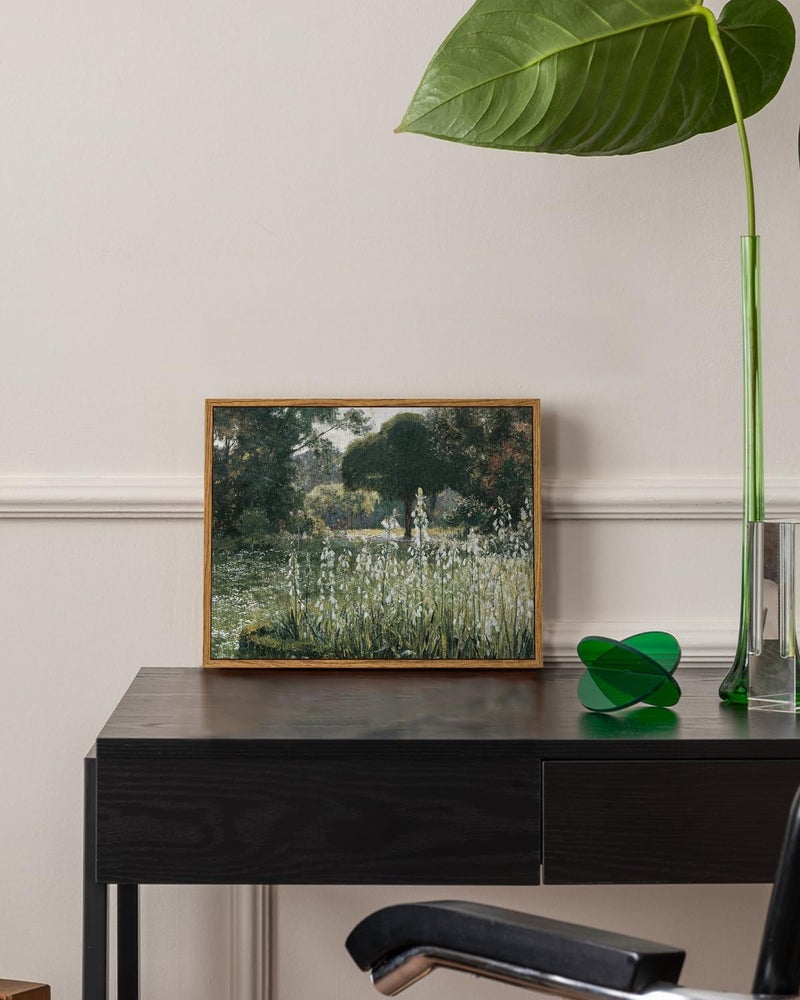Reinforced edge Framed Canvas Wall Art Vintage Decor, Landscape Wall Art for Living Room, Summer Hyacinths Vintage Prints Wall Decorations for Living Room Bedroom Office, 11"x14" Durable versatile substance - Image 4