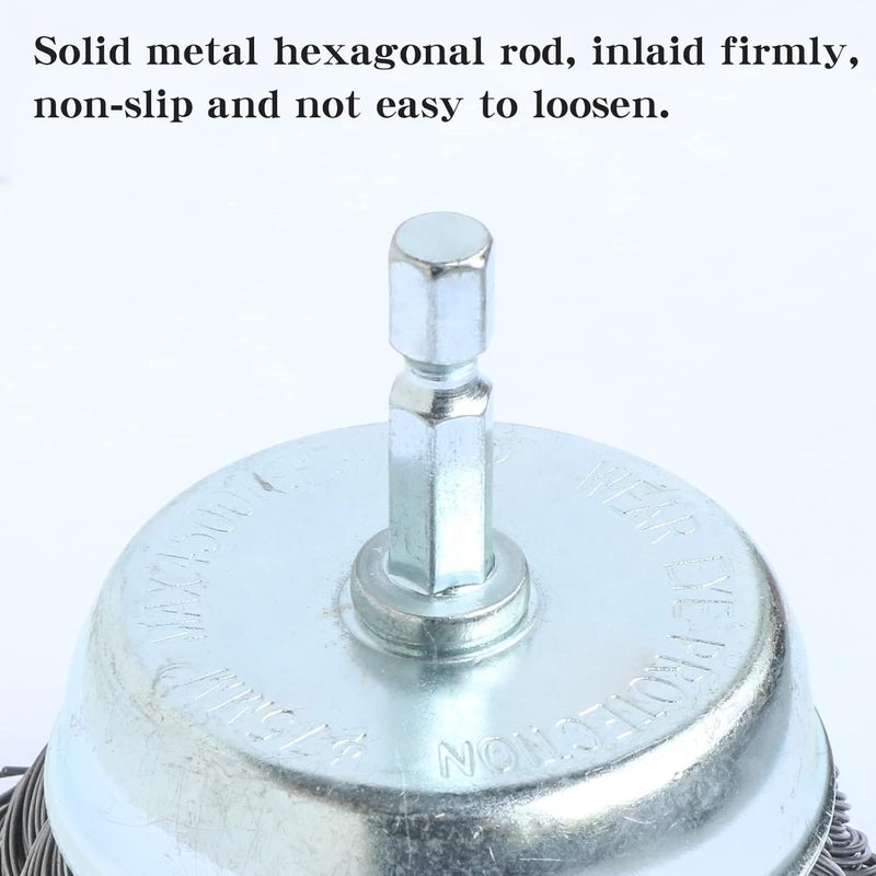 FPPO 3PCS 3 Inch Knotted Wire Wheel Cup Brush and Twist End Brush Set,1/4" Shank for Drill,Perfect for Rust Removal, Corrosion and Paint - Image 3