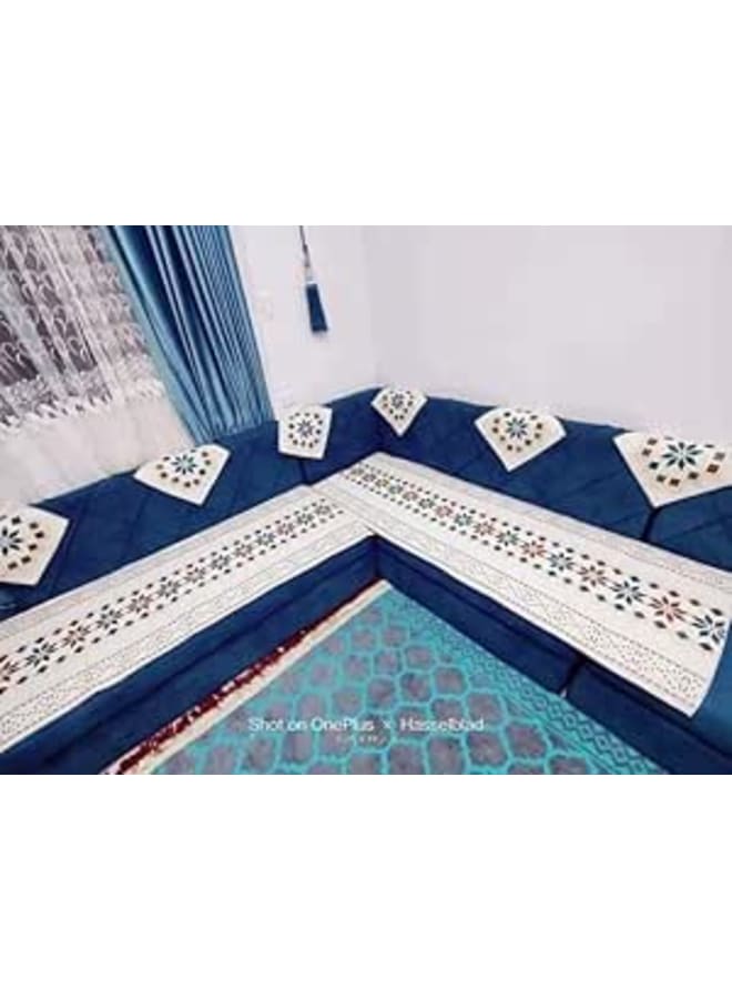 طقم بياضات زاوية وأريكة 4 أمتار مع 6 مناديل 2 كنبه و 6 مناديل