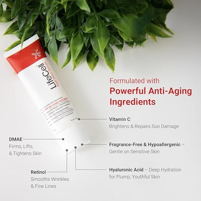 LifeCell All In One Anti-Aging Cream – Reduces Wrinkles, Fine Lines, Dark Circles & Sun Damage – Retinol, Vitamin C, DMAE & Hyaluronic Acid – Fragrance-Free, for All Skin Types (2.54oz), 2-Pack - Image 3