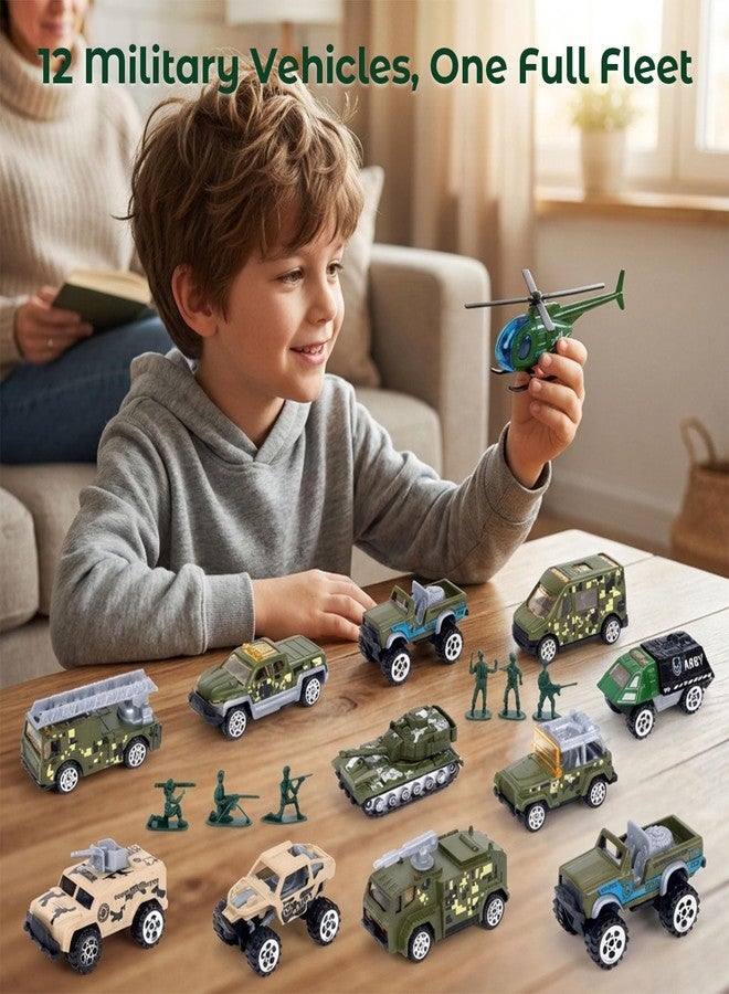 3 Otters 62PCS Die-Cast Military Set, 12 Alloy Vehicle, 50 Army Men Figures - Image 2