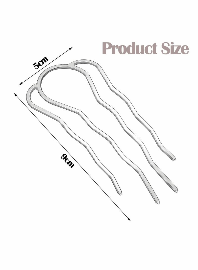 KASTWAVE 6 Piece Hair Fork Clip Simple Metal 4 Prong Hair Updo Bun Hairpin Sticks Alloy Hair Clips Grips Large size Hair Clip for Women Hair Styling Tool Accessories (Gold, Silver) - Image 3