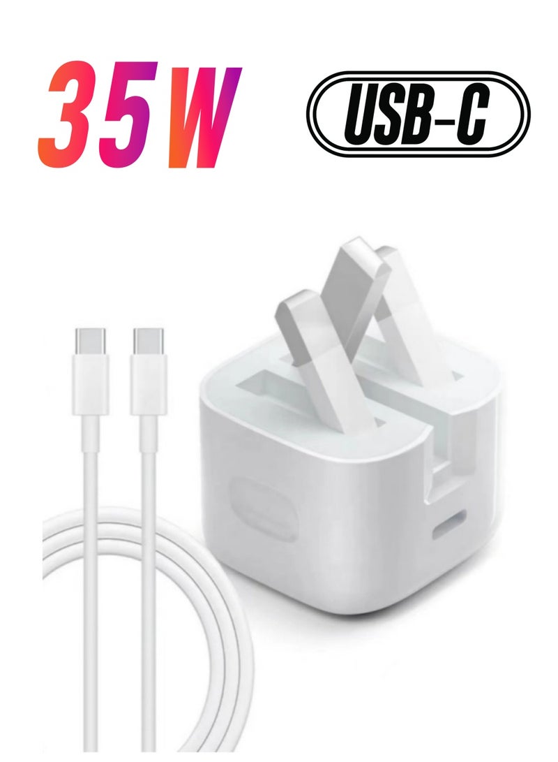 iPhone 16, iPhone15 Pro Max Charger With USB C Port 35 Watt with 1M iPhone Fast Charging Cord Type C to C for iPhone 16 / 15 Pro max/15 Pro/15 plus/15, Samsung S24 and all USB C mobiles / Tabs - Image 1