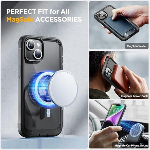 Miracase Magnetic for iPhone 14 Case 6.1",Full-Body Bumper, [Bubble Free] Built-in Tempered Glass Screen Protector+Lens Protector,Compatible with MagSafe,No Gap,Drop Proof Phone Case 14 Cover,Black - Image 3