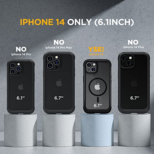 Miracase Magnetic for iPhone 14 Case 6.1",Full-Body Bumper, [Bubble Free] Built-in Tempered Glass Screen Protector+Lens Protector,Compatible with MagSafe,No Gap,Drop Proof Phone Case 14 Cover,Black - Image 2