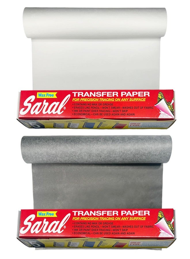 Saral Paper Corp Wax Free Transfer Tracing Paper - Graphite and White - Two 12 Inches x 12 Foot Rolls (One Roll Per Color) - Image 1