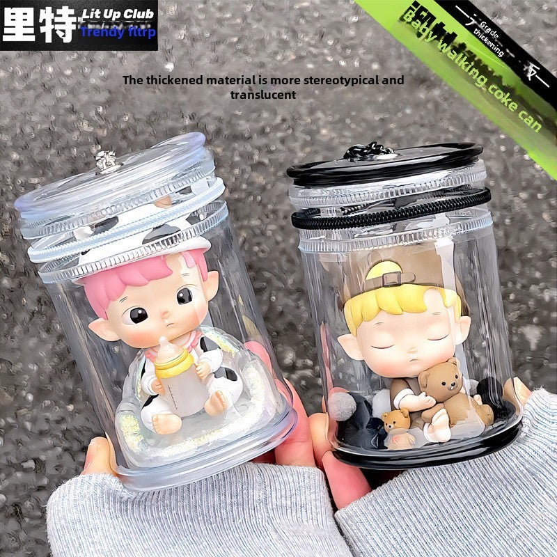 Walking Baby Coke Can High Transparency Three-Dimensional Blind Box Drying Baby Bag Bubble Mate Walking Baby Bag Thickened Transparent Storage Pendant Bag(White Pot-Hanging Deduction [Thickened Version]/No Doll) - Image 2