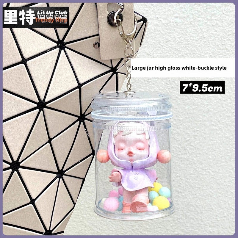 Walking Baby Coke Can High Transparency Three-Dimensional Blind Box Drying Baby Bag Bubble Mate Walking Baby Bag Thickened Transparent Storage Pendant Bag(White Pot-Hanging Deduction [Thickened Version]/No Doll) - Image 1