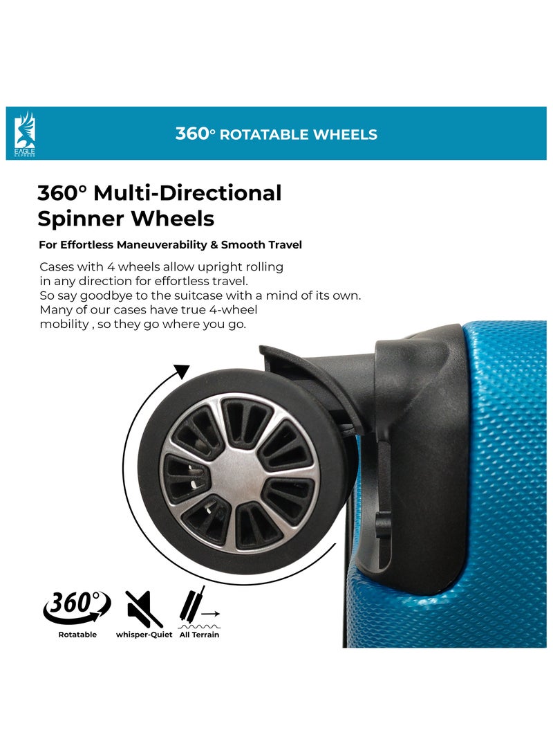 ايجل اكسبريس عربة ABS صلبة فائقة الجودة مقاس 20 و24 و28 بوصة، مجموعة مكونة من 3 قطع باللون الأزرق - Image 5