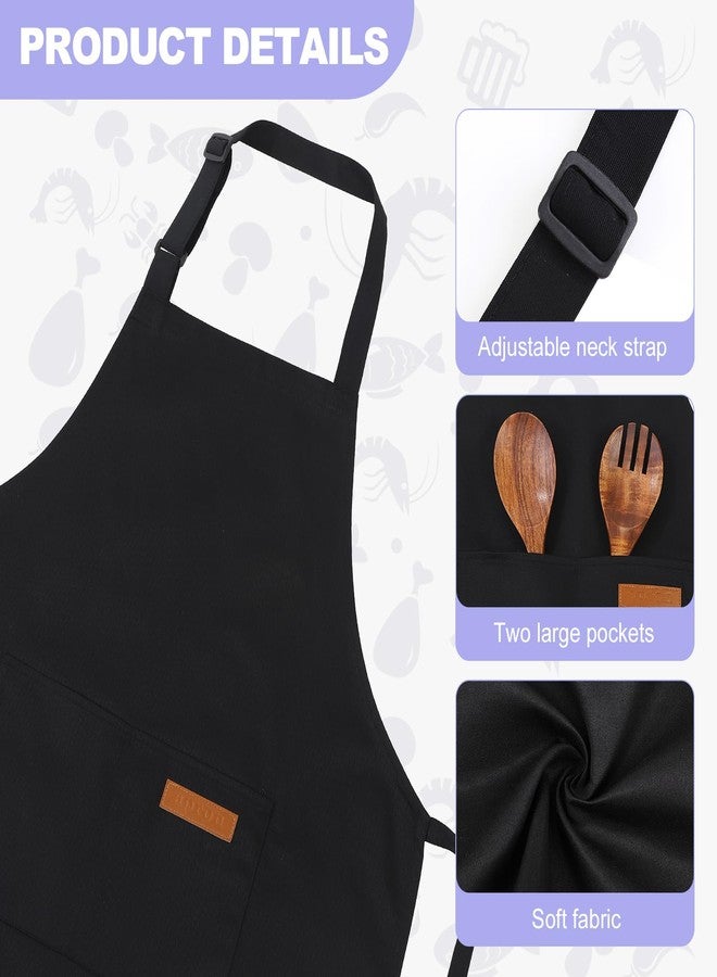 XLSXEXCL Stripes Kids Apron, Kids Cooking Aprons with 2 Pockets for Cooking, Cleaning, Painting (Black, Solid color, 55x65cm) - Image 3