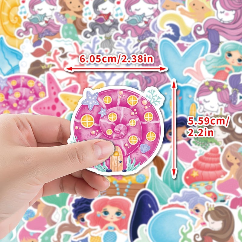 QTL Cute Mermaid Stickers for Kids Girls, Waterproof Vinyl Stickers for Party Favors and Birthday Gifts, Ideal for Water Bottles, Laptops, 50PCS - Image 5