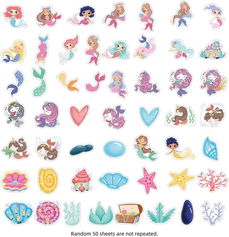 QTL Cute Mermaid Stickers for Kids Girls, Waterproof Vinyl Stickers for Party Favors and Birthday Gifts, Ideal for Water Bottles, Laptops, 50PCS - Image 4