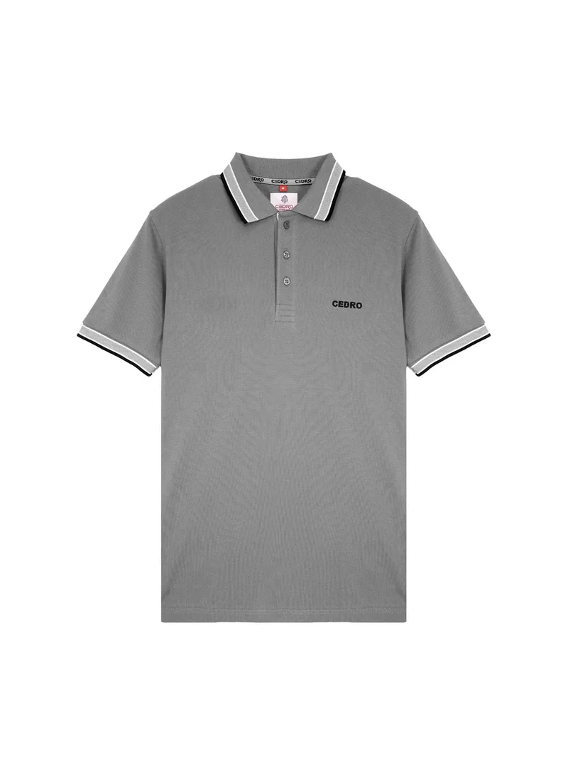 Cedro CEDRO Men's Regular Fit Striped Collar & Sleeve 100% Cotton Pique Polo T-Shirt