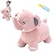 INPANY Bouncy Horse Elephant Hopper Toys Toddler Plush Bouncing Animal Kids Inflatable Ride on Rubber Bouncer Outdoor Birthday Gift for 2 3 4 Yr Boy Girl Pink - Image 2